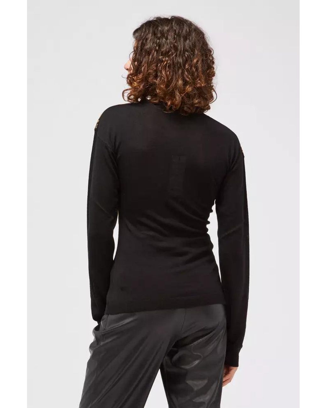 Custoline Black Chic Wool Blend Sweater With Unique Print