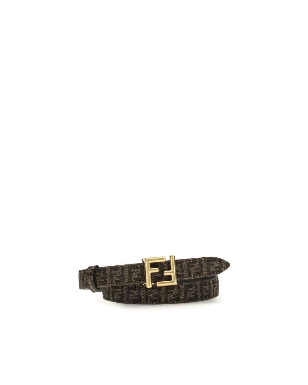 Fendi Green Black Calf Leather Bos Taurus Regular Belt