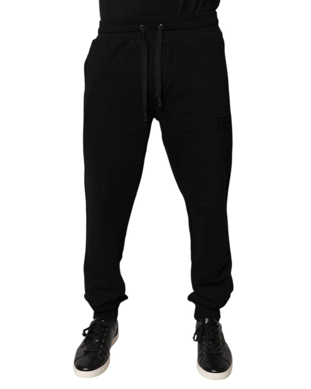 Dolce & Gabbana Black Cotton Mid Waist Jogger Sweatmen's Pants for men