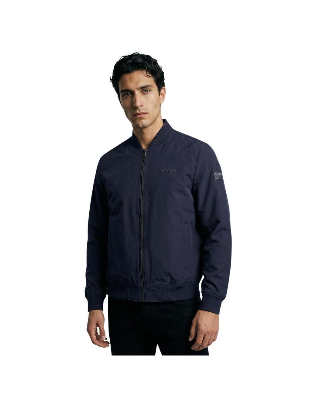Guess Blue Polyester Bomber for men