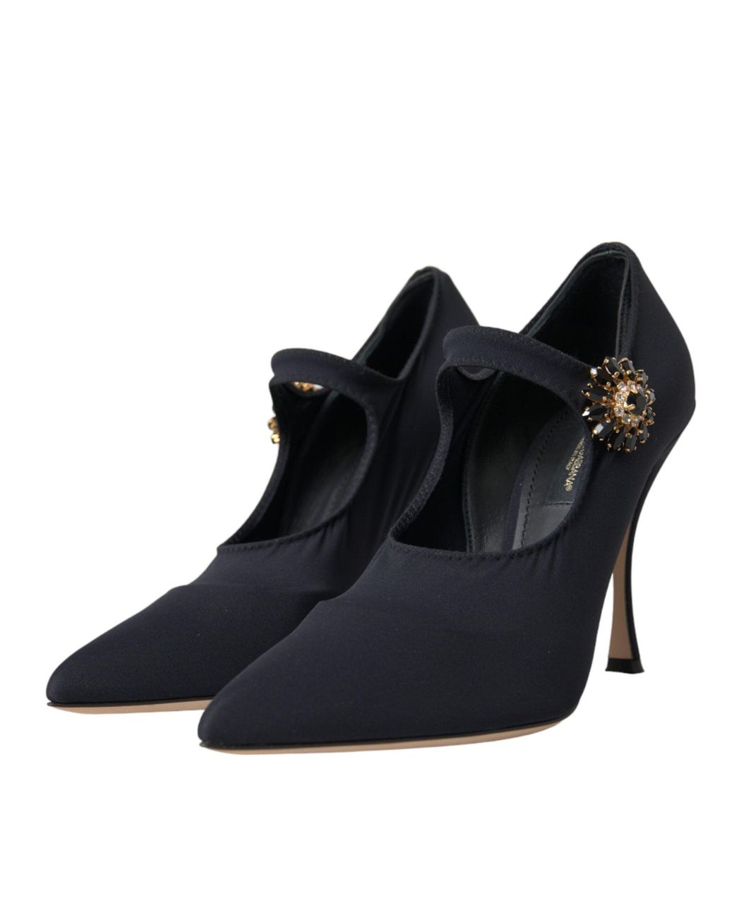 Dolce & Gabbana Blue Mary Jane Jersey Crystal Pumps Shoes