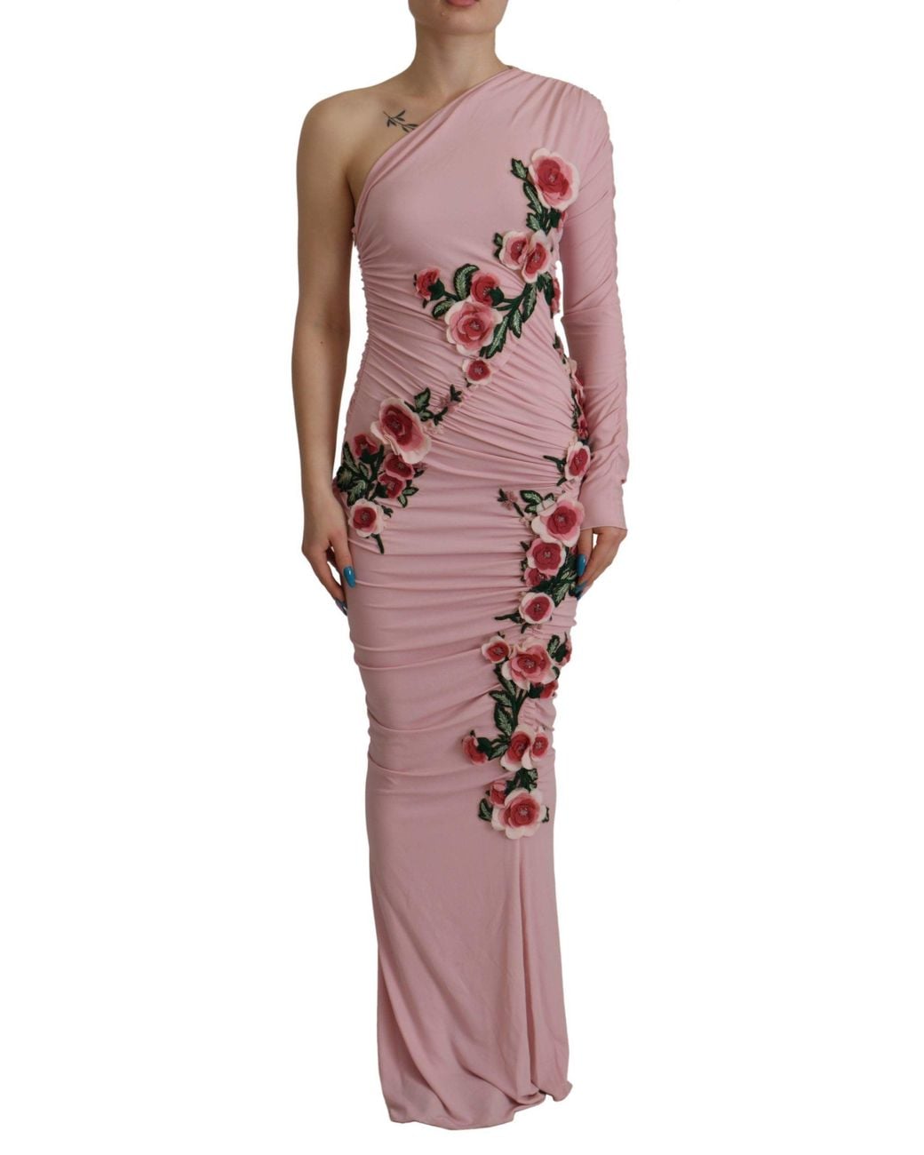 Dolce & Gabbana Red Elegant One Shoulder Bodycon Dress