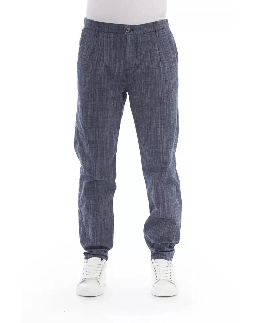 Baldinini Blue Cotton Chino Pants for men
