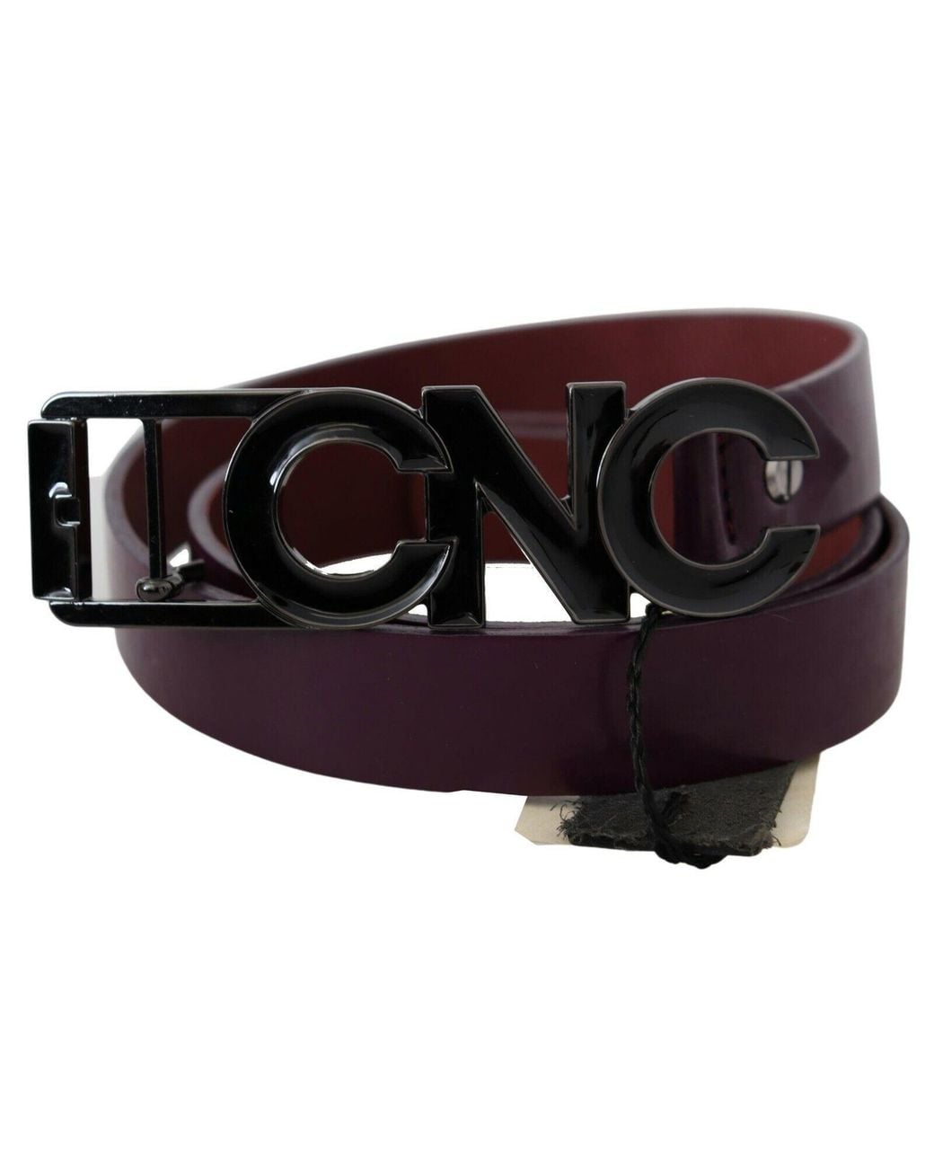 CoSTUME NATIONAL Black Brown Leather Large Logo Letter Buckle Belt