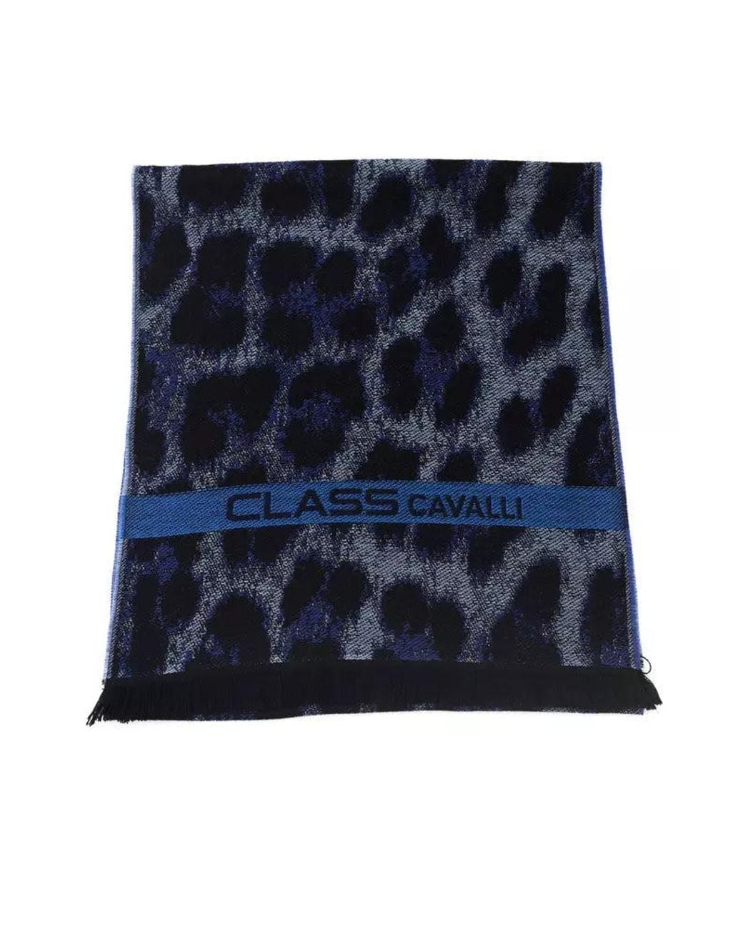 Roberto Cavalli Blue Animalier Fantasy Logo Luxury Scarf for men