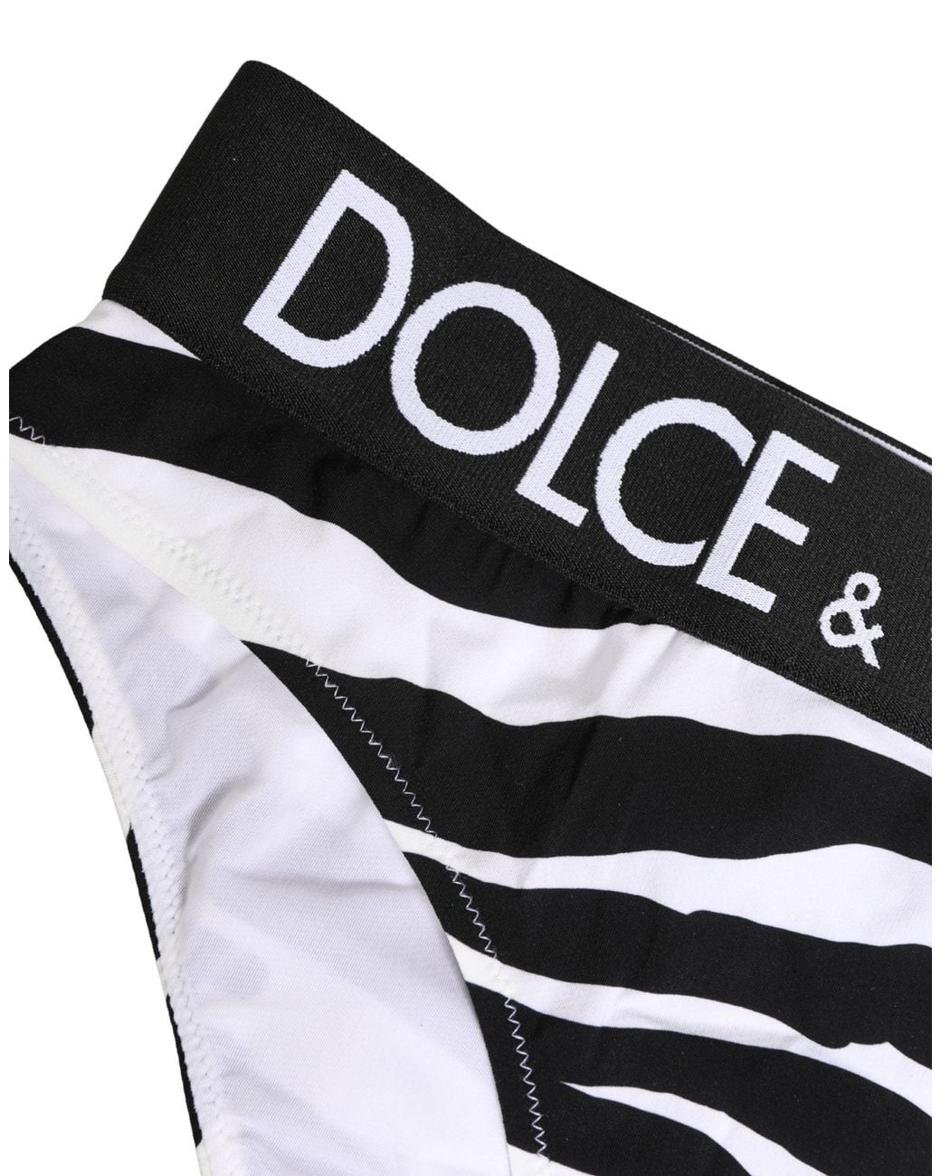 Dolce & Gabbana Black Zebra Print Brief Panty Underwear Elastane Nylon Clothing