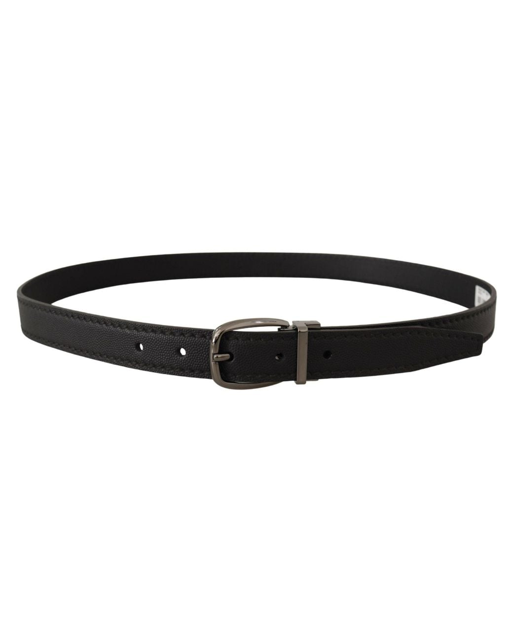 Dolce & Gabbana Black Elegant Leather Belt With Metal Buckle for men