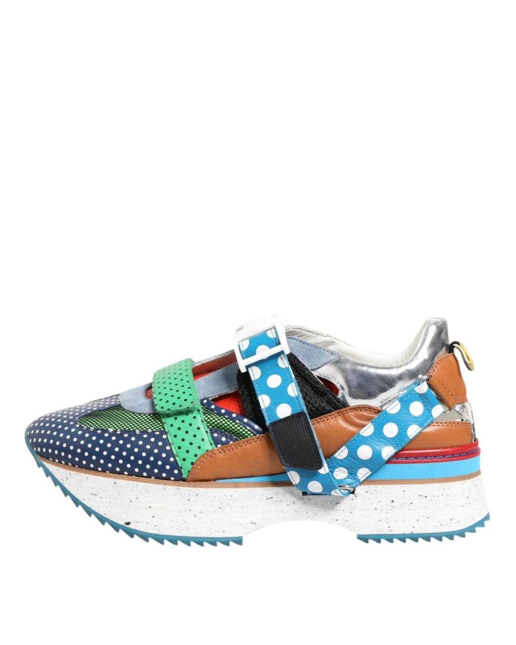 Dolce & Gabbana Blue Multicolor Leather Low Top Sneakers Shoes for men
