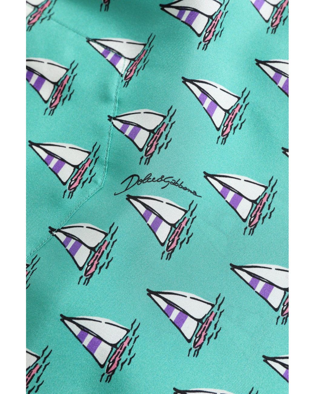 Dolce & Gabbana Green Printed Short Sleeves Casual Shirt for men