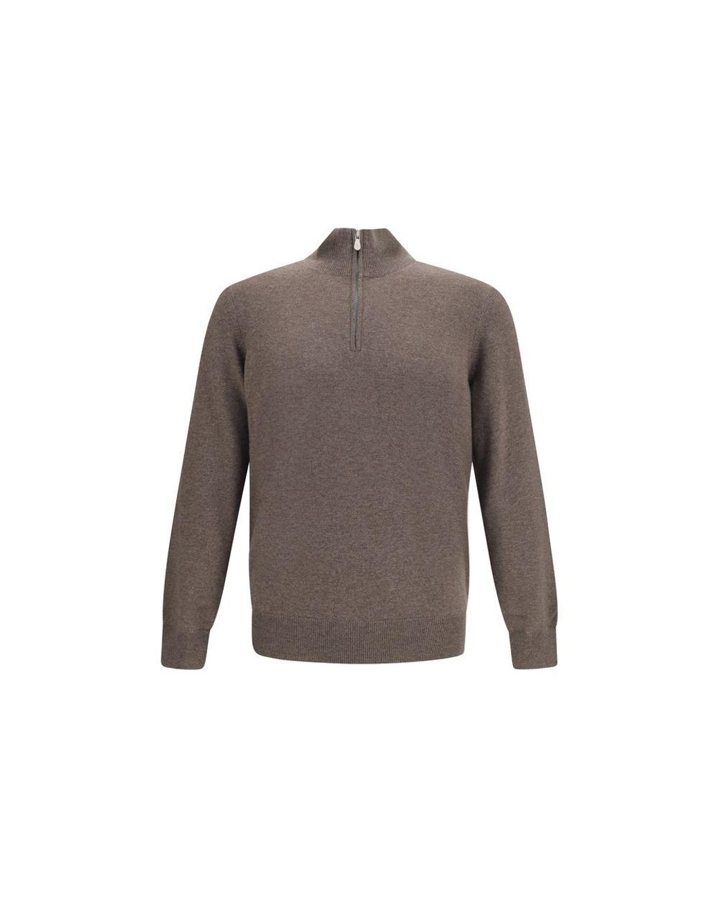 Brunello Cucinelli Gray Brown Cashmere Sweater for men