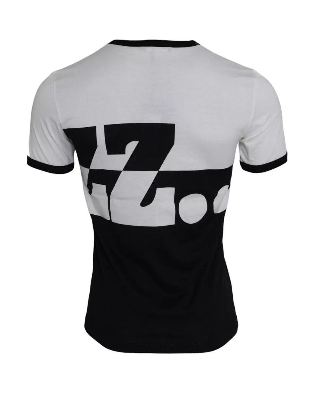 Dolce & Gabbana Black White Jazz Print Cotton Short Sleeves T for men