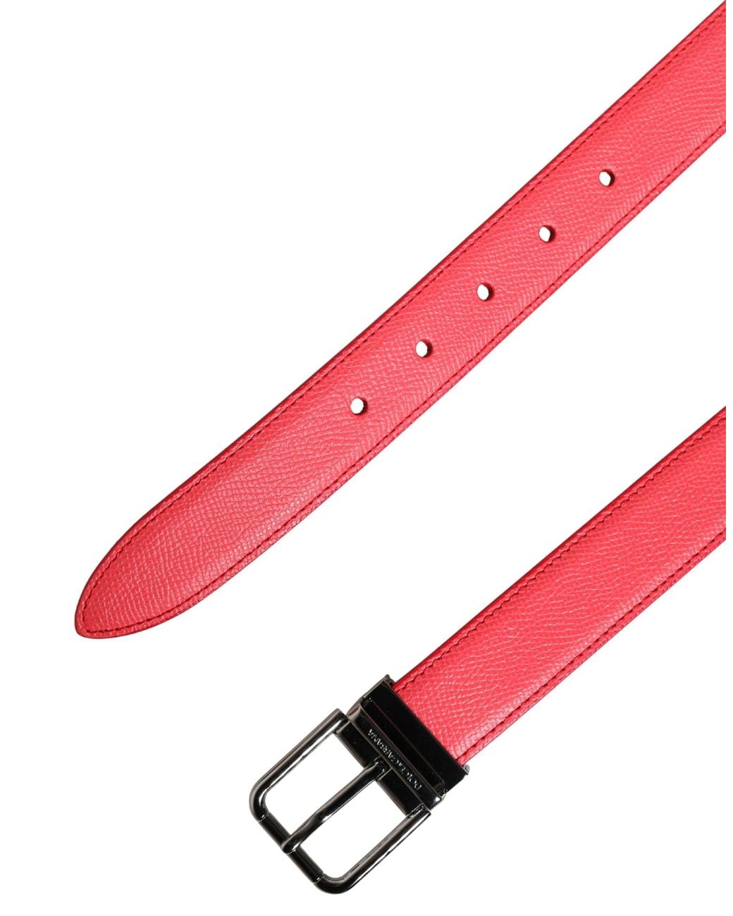 Dolce & Gabbana Pink Calf Leather Metal Buckle Belt