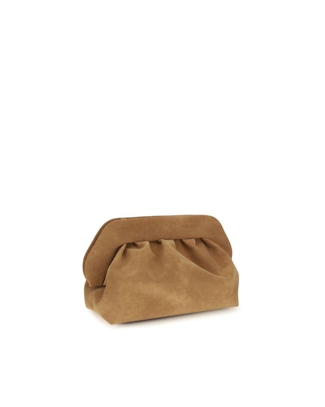 THEMOIRÈ Brown Beige Suede Leather Clutch Bag
