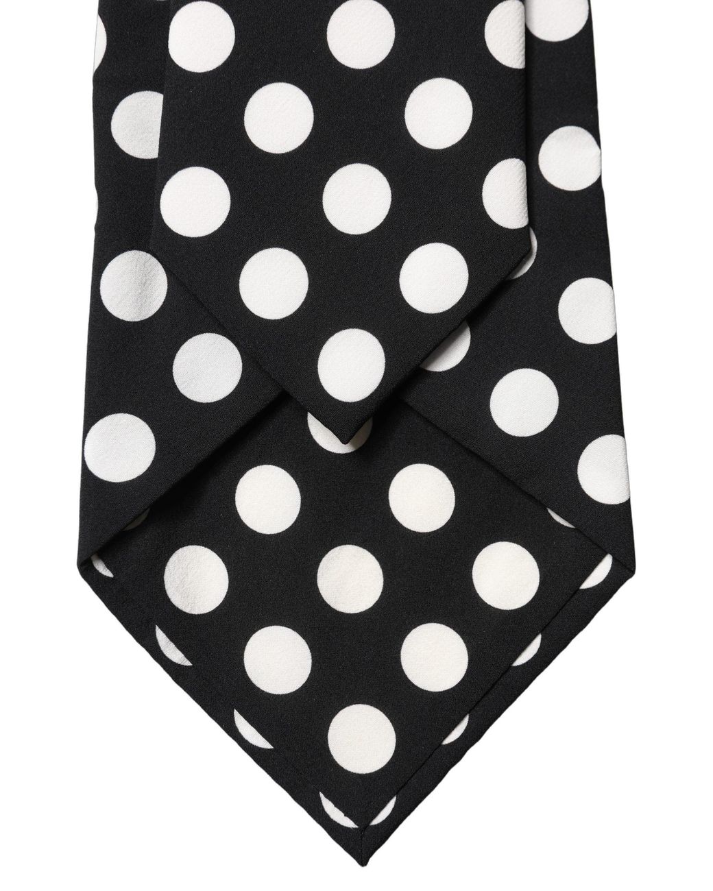 Dolce & Gabbana Black Dark Gray White Polka Dot Silk Adjustable Necktie Tie