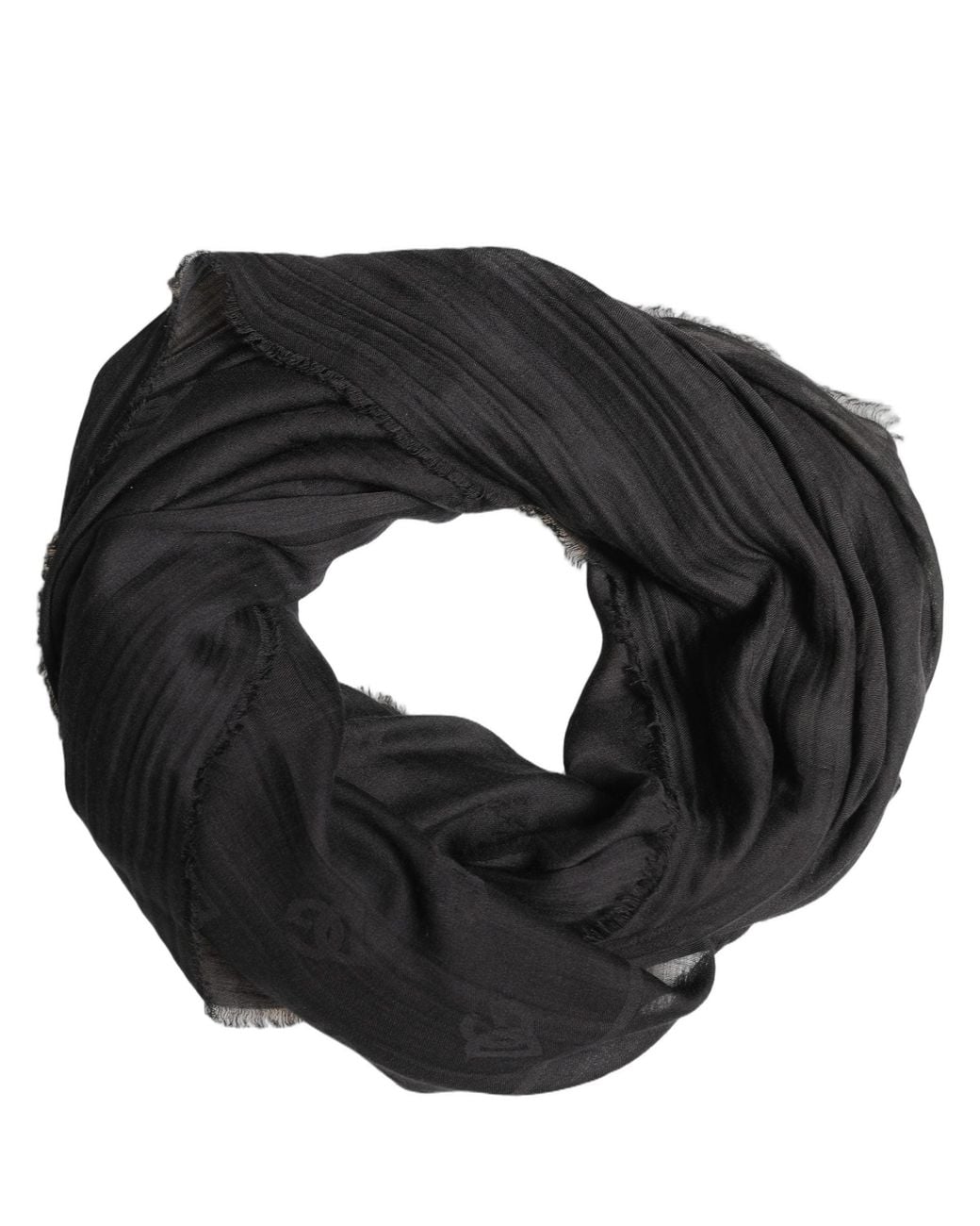 Dolce & Gabbana Black Silk Wool Fringed Men Lace Stole Scarf for men
