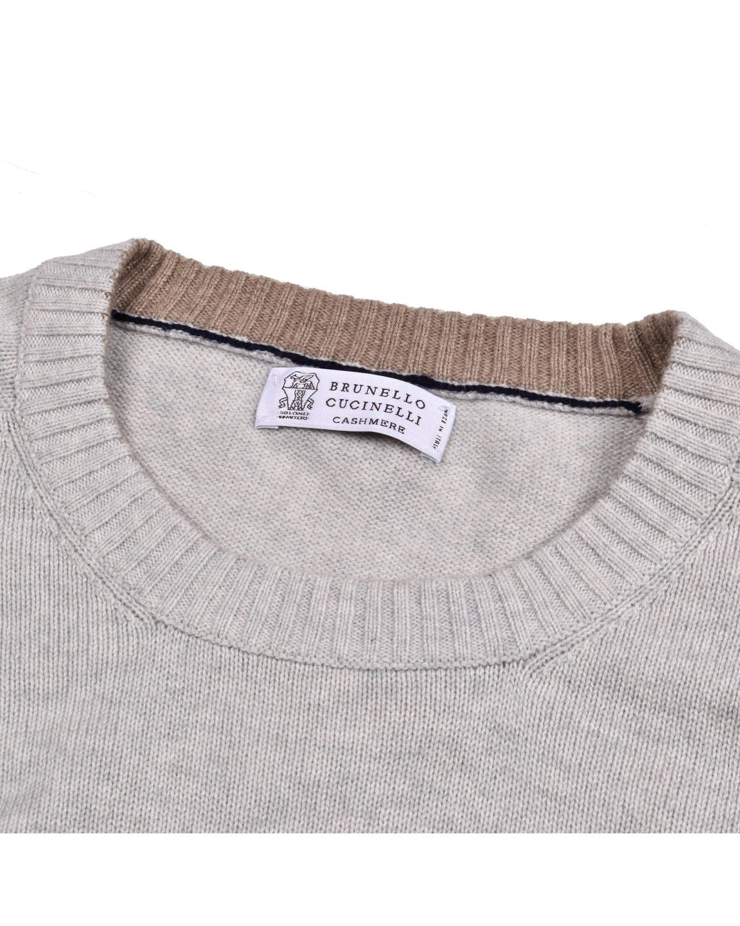 Brunello Cucinelli Gray Bicolor Cashmere Sweater for men