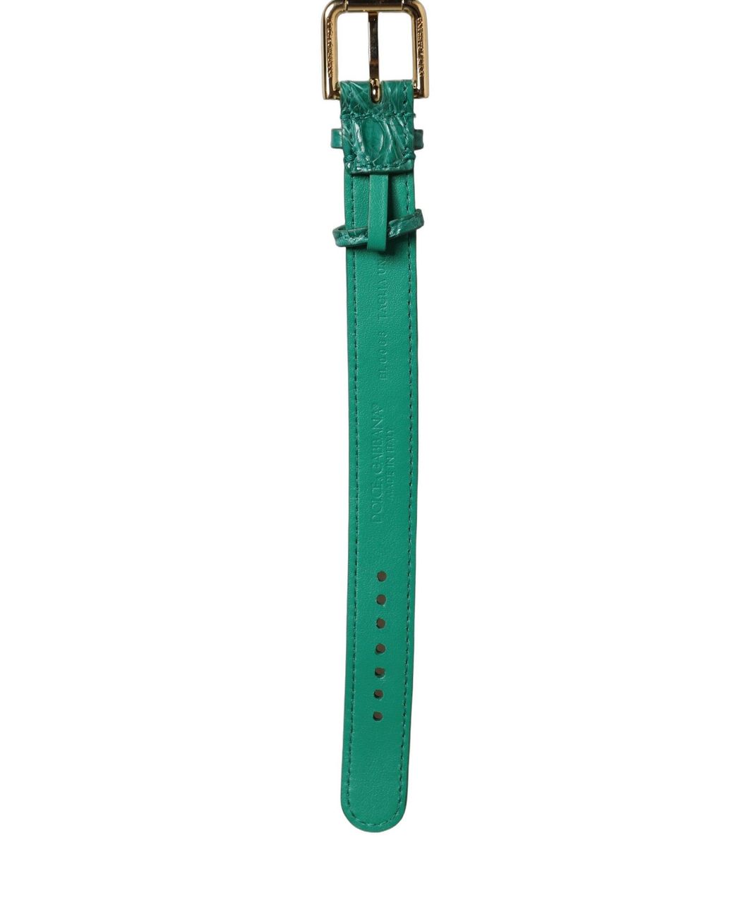 Dolce & Gabbana Green Embossed Leather Buckle Belt Strap Bracelet
