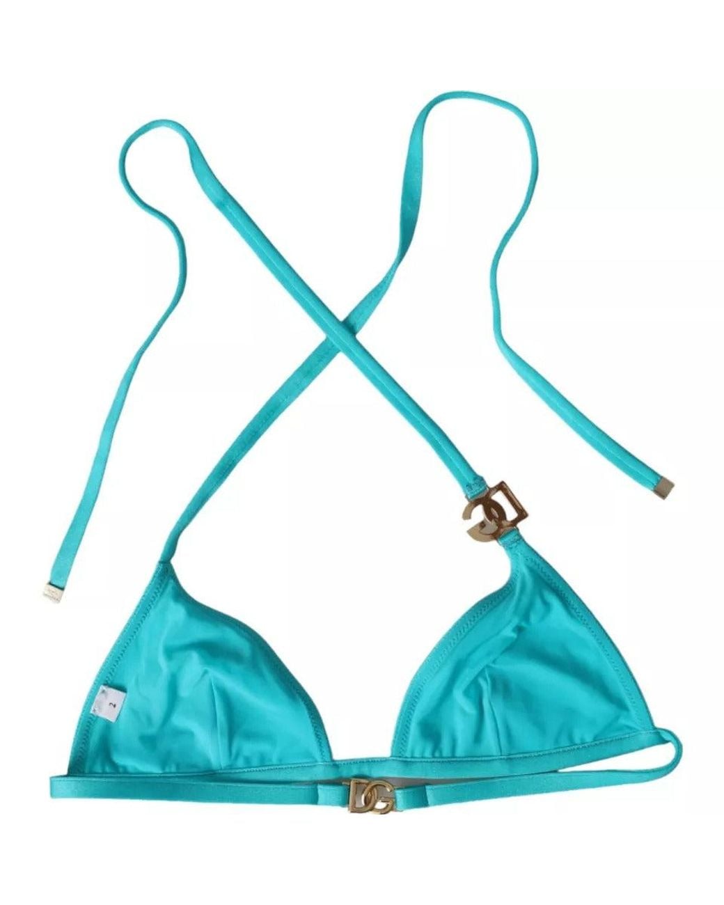Dolce & Gabbana Blue Halter Dg Logo Swimwear Beachwear Bikini Top