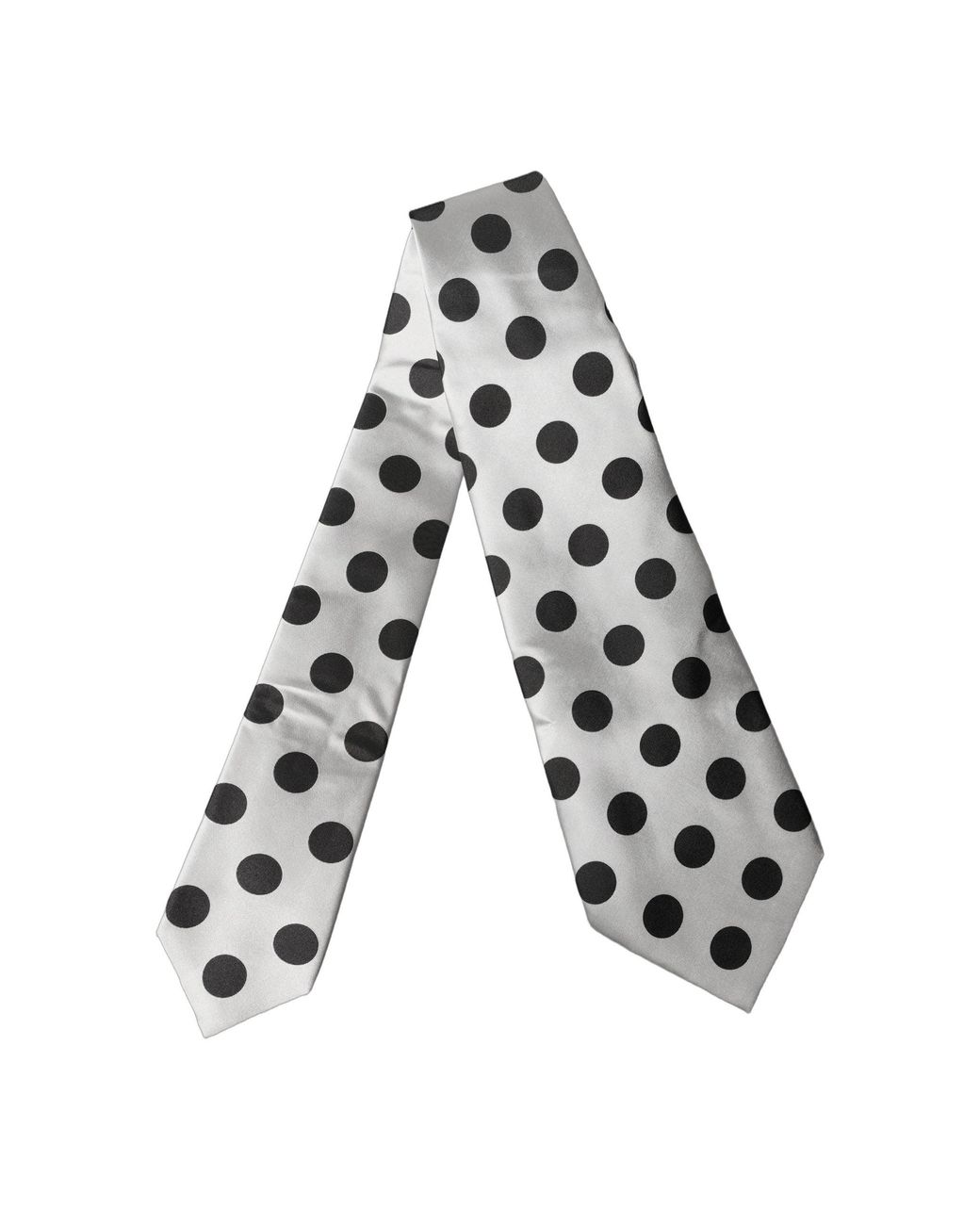Dolce & Gabbana White Dolce & Gabbana Polka Dot Silk Necktie
