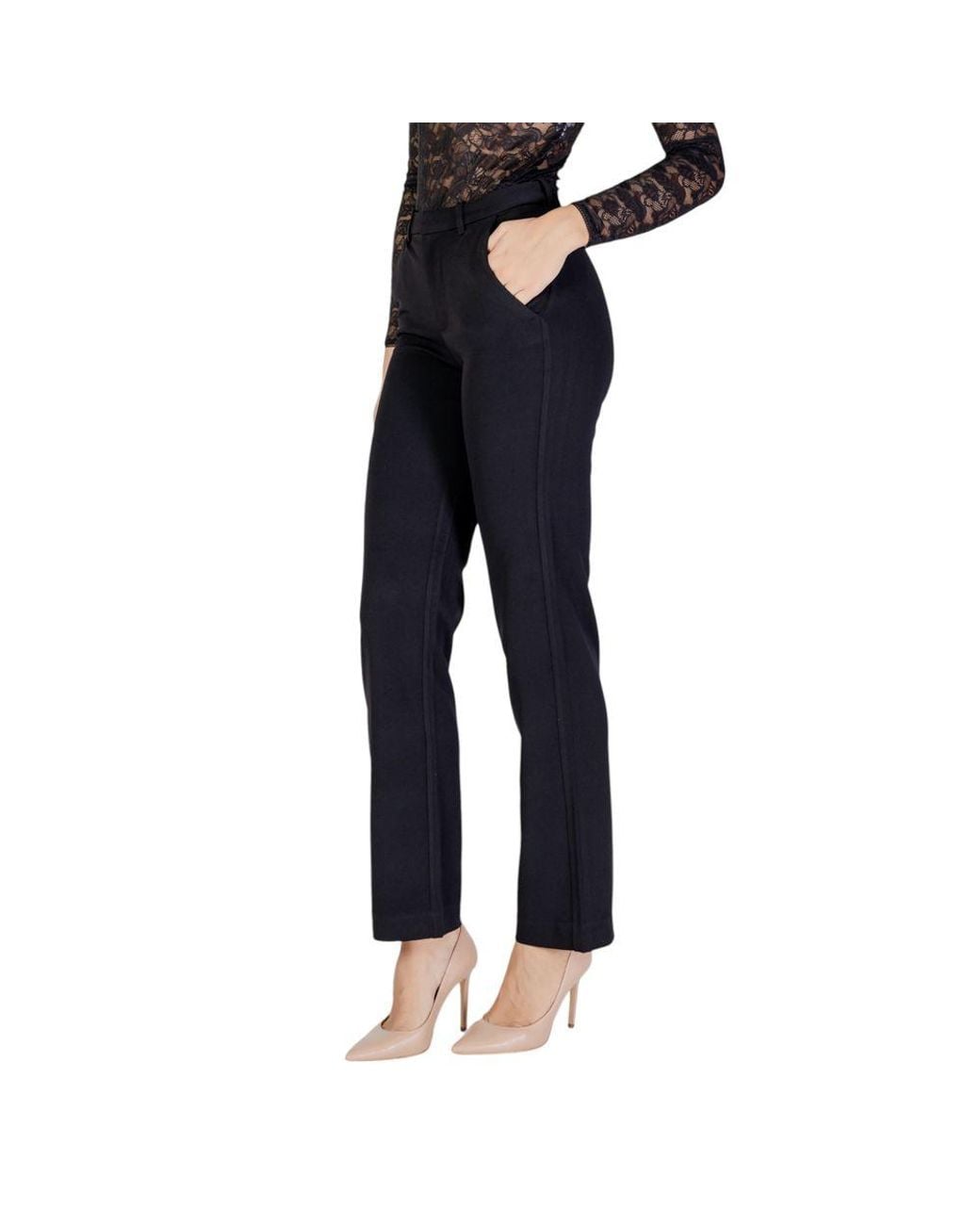 ONLY Blue Black Recycled Polyester Flared Pants