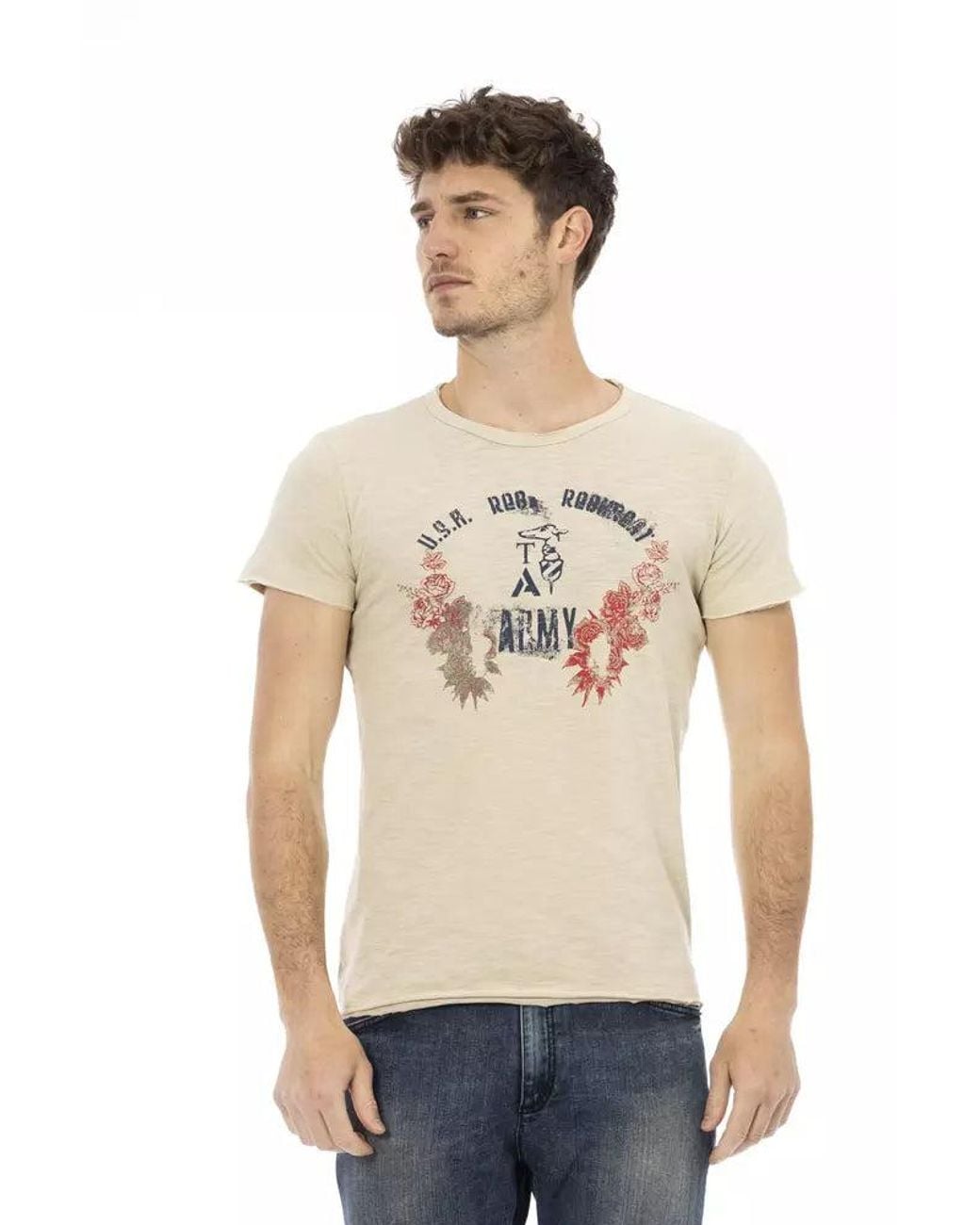 TRUSSARDI ACTION White Beige Cotton Men T for men