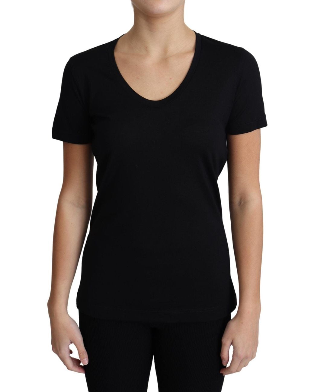 Dolce & Gabbana Black Elegant Wool Round Neck T-Shirt