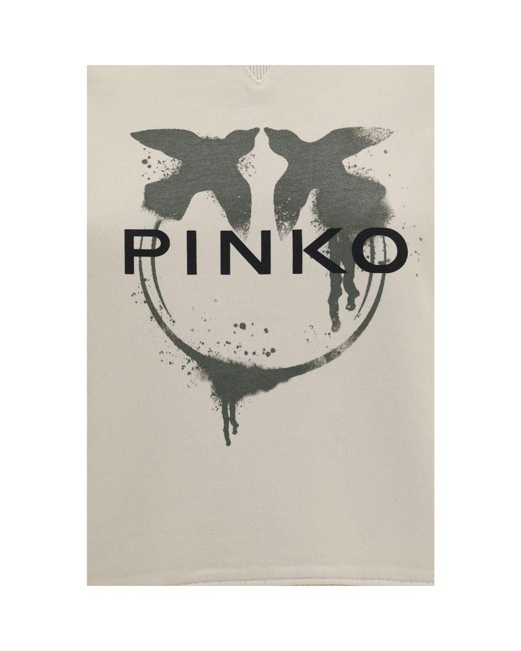 Pinko White Beige Cotton Sweatshirt