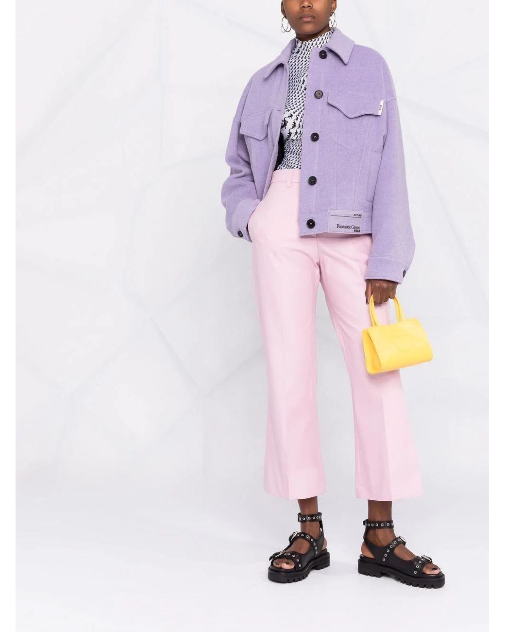 MSGM Pink Pressed-Crease Cotton Tailored Trousers