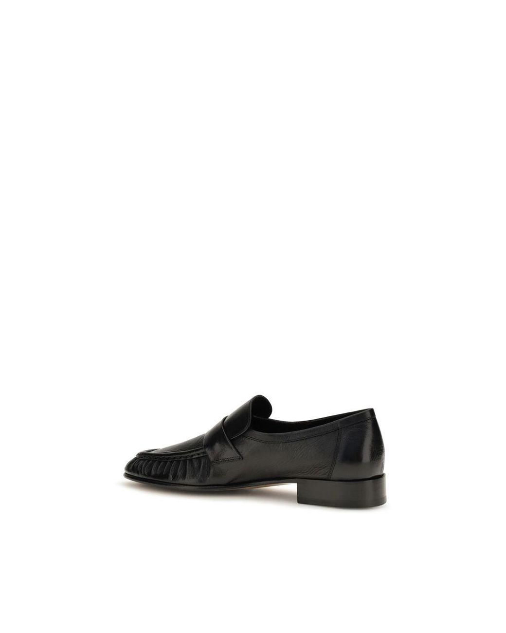 The Row Black Calf Leather Bos Taurus Slip-On Loafers