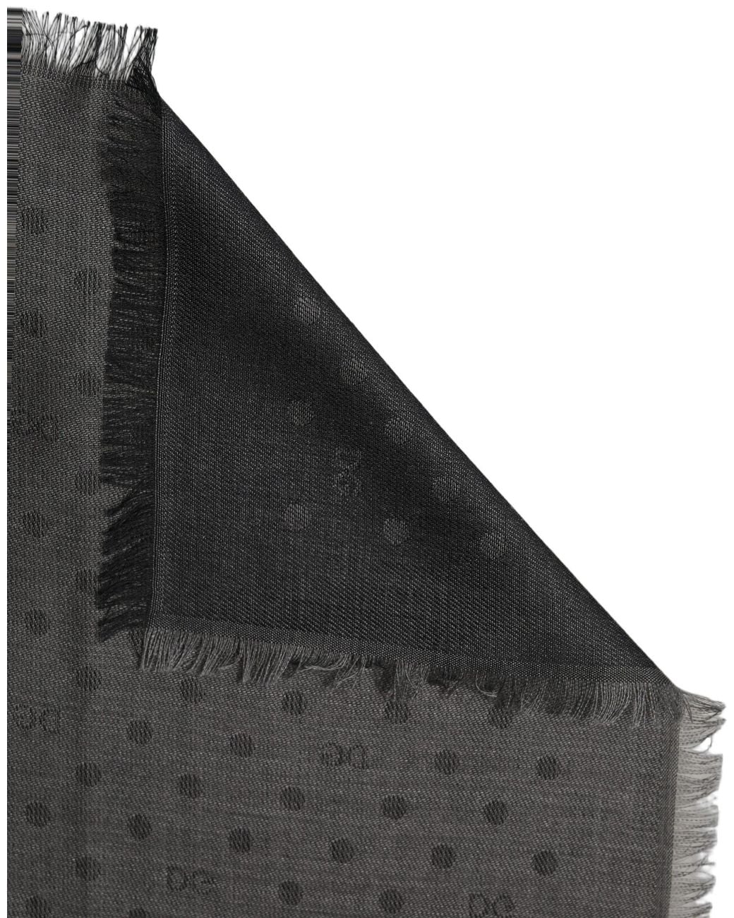 Dolce & Gabbana Men Black Viscose Polka Dot Fringe Shawl Lace Stole for men