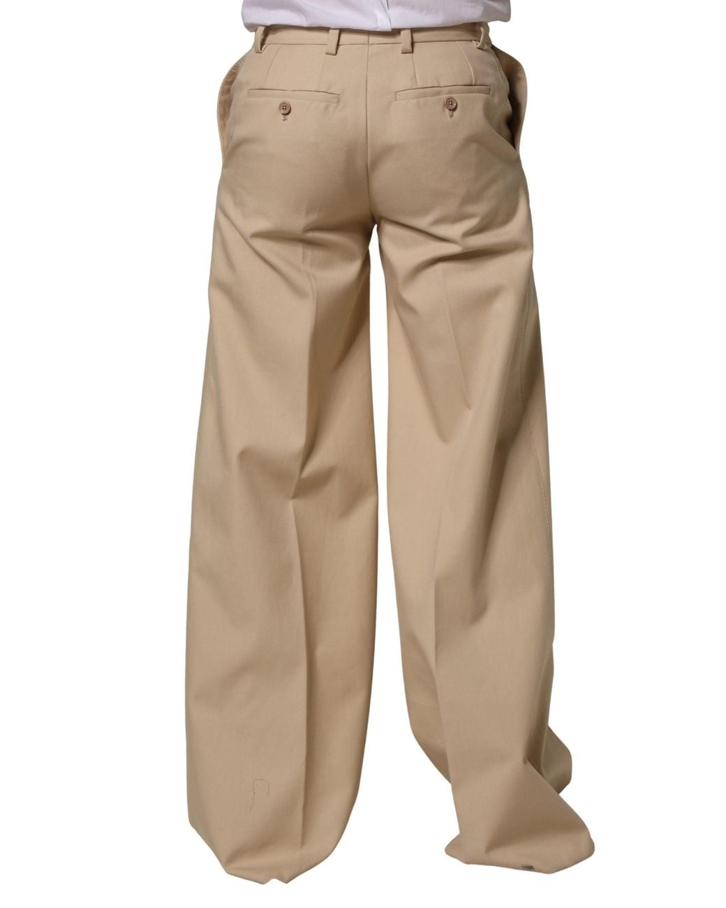 Dolce & Gabbana Natural Beige Cotton Straight Men Formal Dress Pants for men