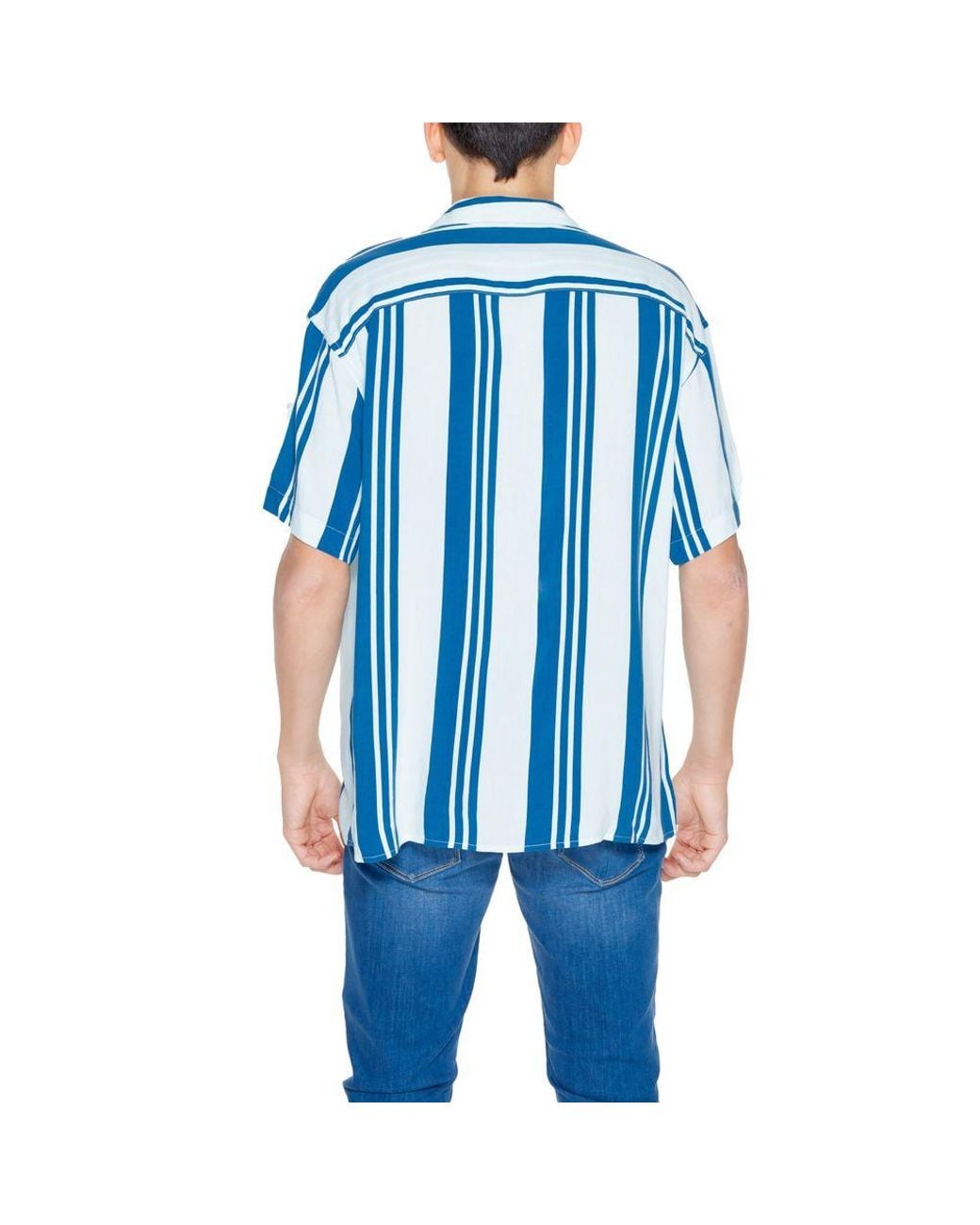Jack & Jones Blue Viscose Shortsleeve Shirt for men