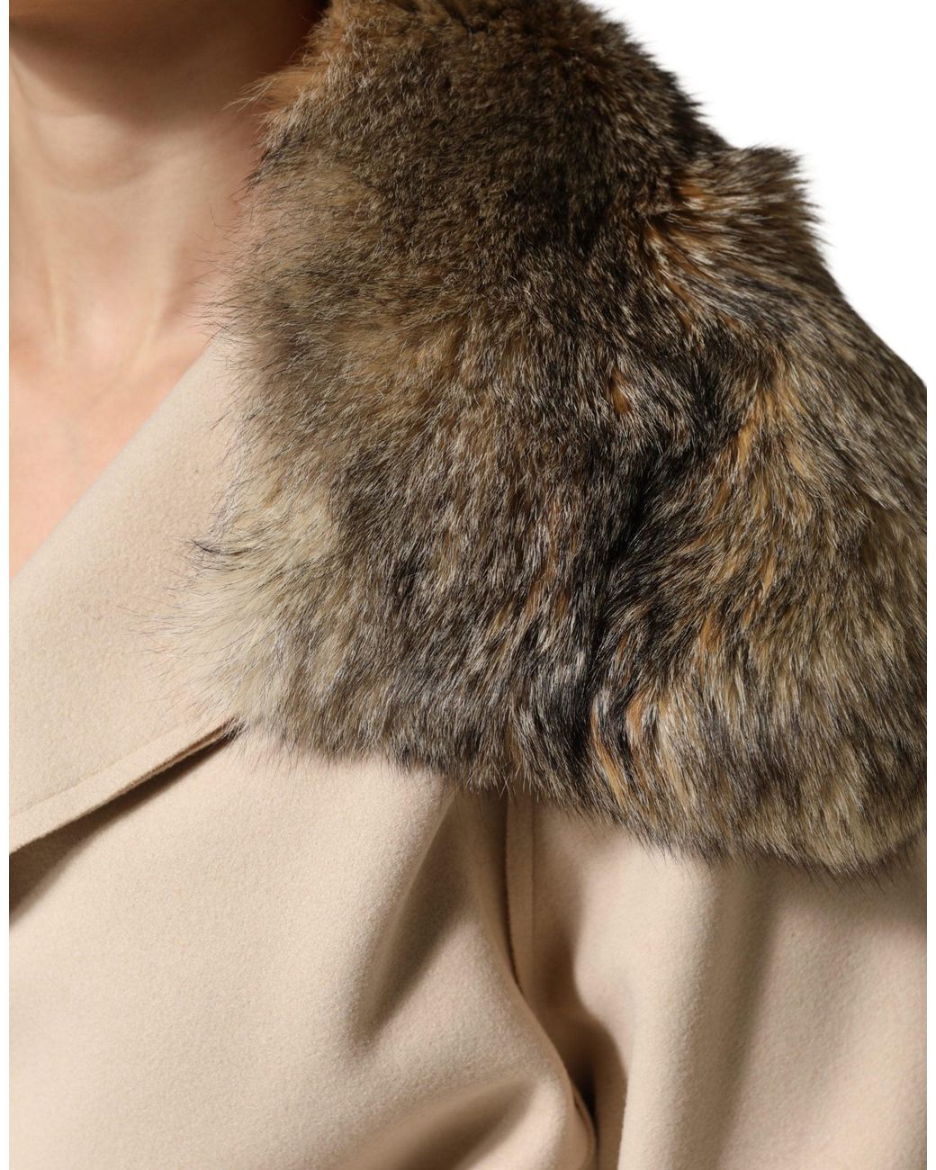 Dolce & Gabbana Brown Fur Shoulder Collar Neck Wrap Scarf