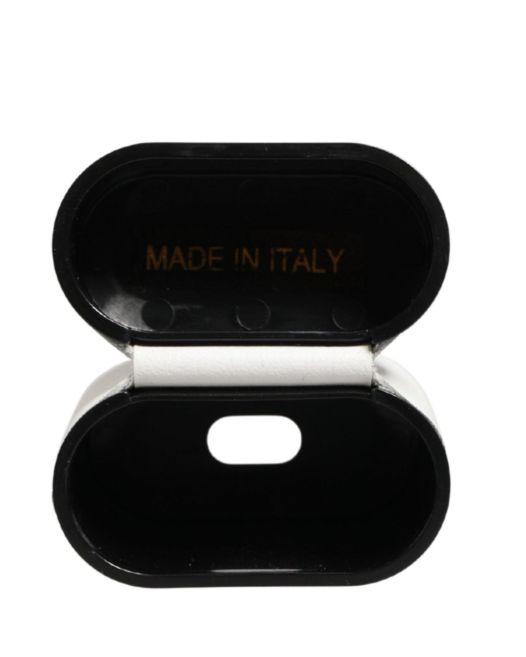 Dolce & Gabbana White Calf Leather Logo Print Flip Holder Airpods Case