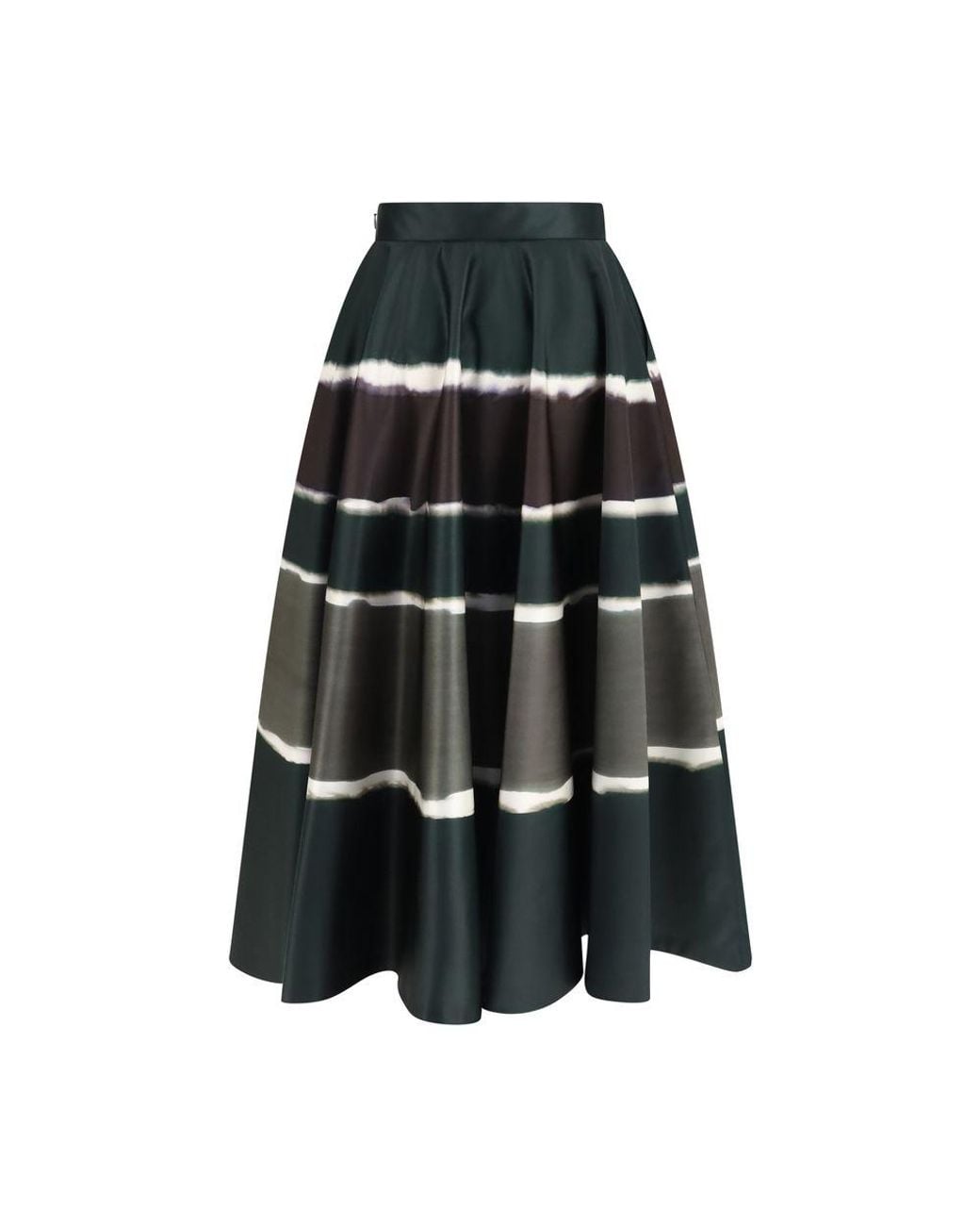 Sara Roka Black Multicolor Polyester Long Skirt