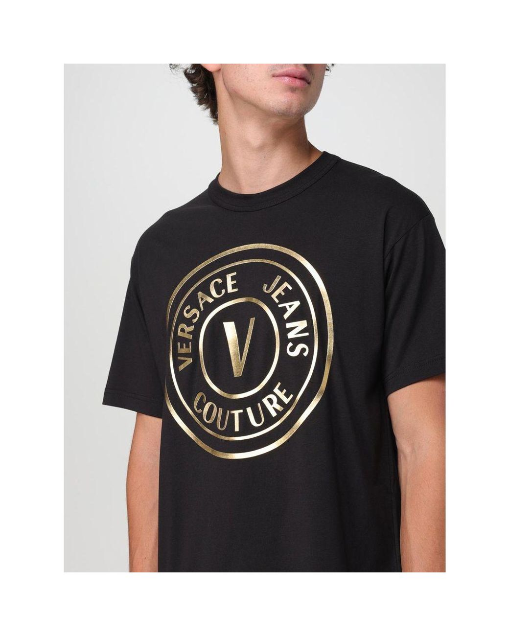 Versace Jeans Black Cotton T-Shirt for men