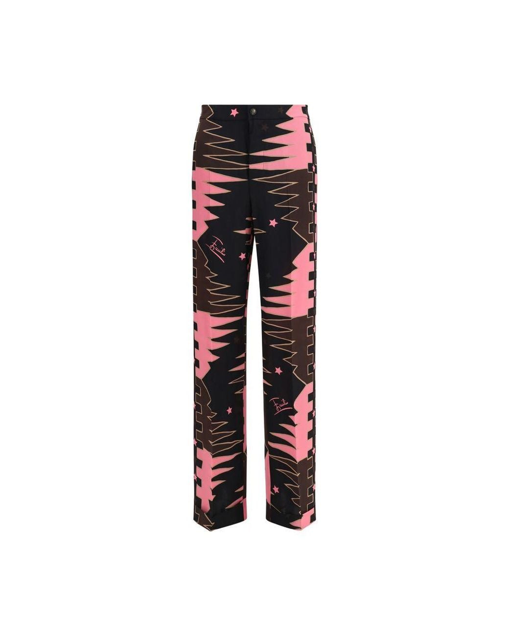 Emilio Pucci Red Multicolor Silk Casual Pants