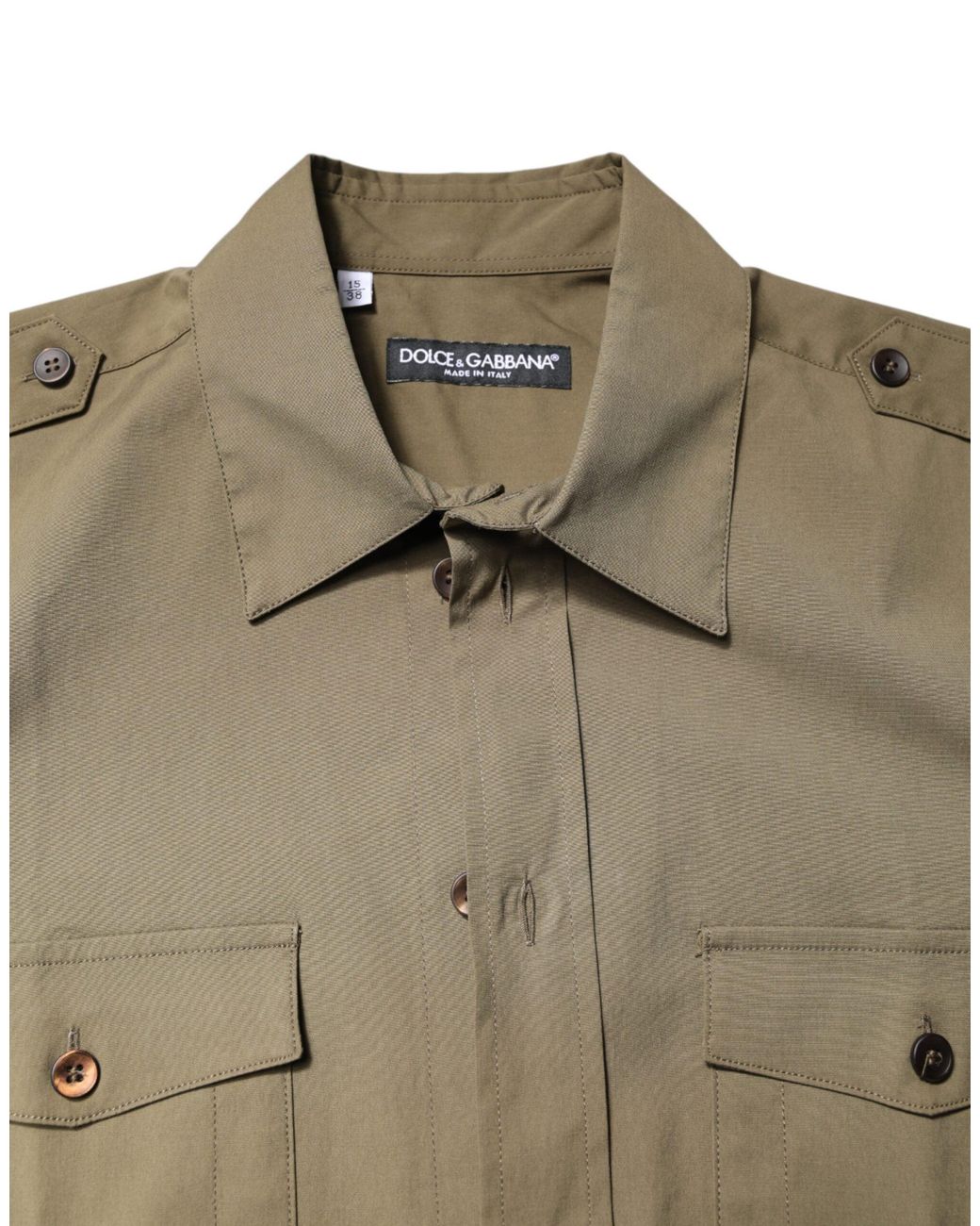 Dolce & Gabbana Green Cotton Stretch Casual Long Sleeves Shirt for men
