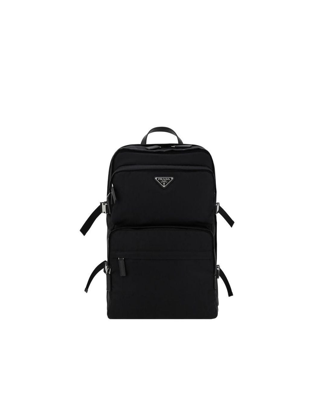 Prada Black Logoed Backpack for men