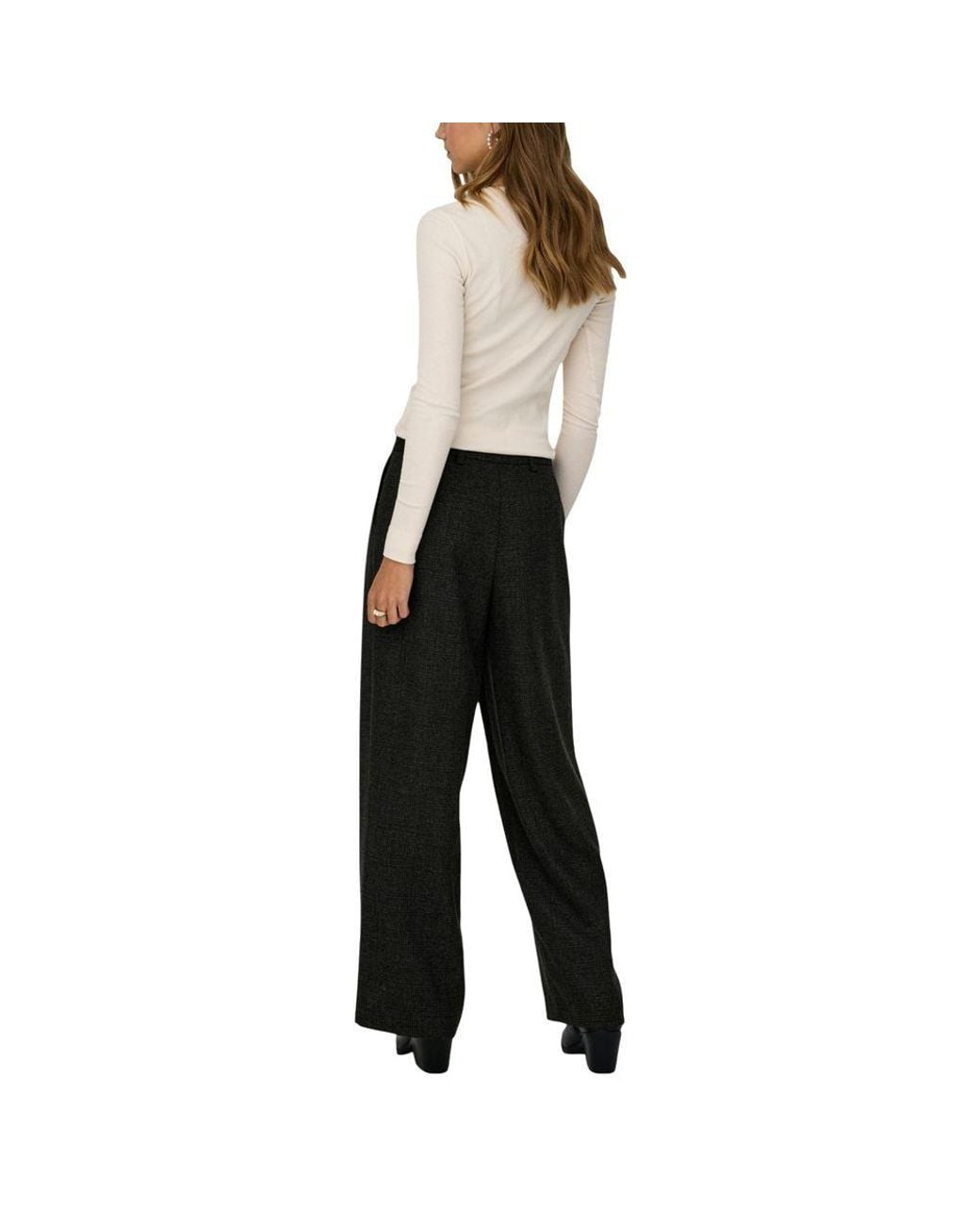Jacqueline De Yong Black Polyester Flared Pants