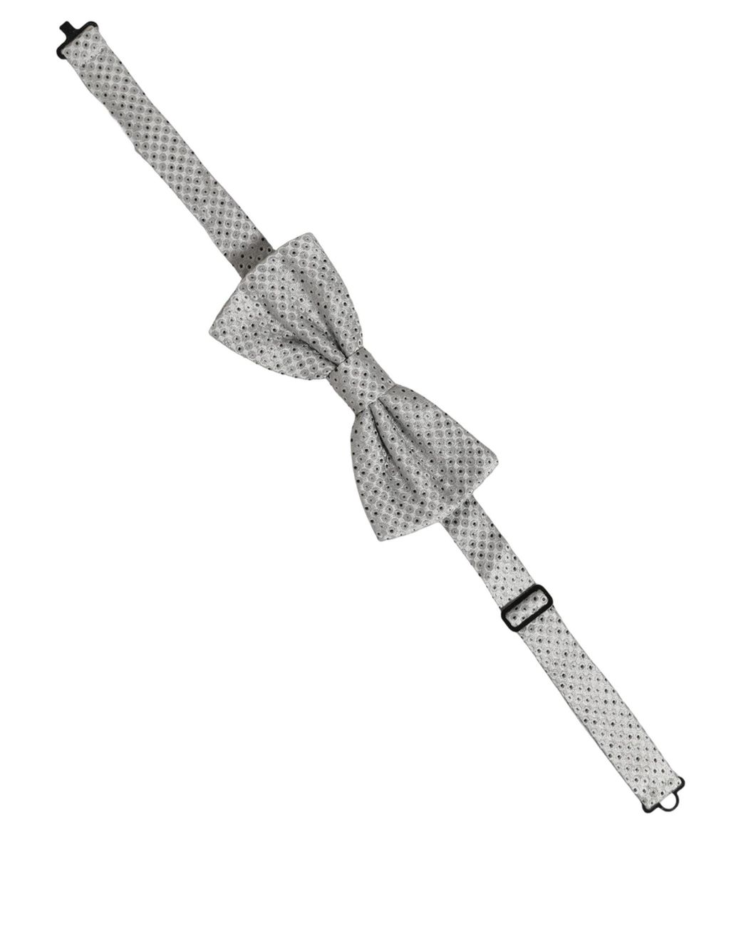 Dolce & Gabbana Gray Polka Dot Adjustable Neck Papillon Bow Tie Silk for men