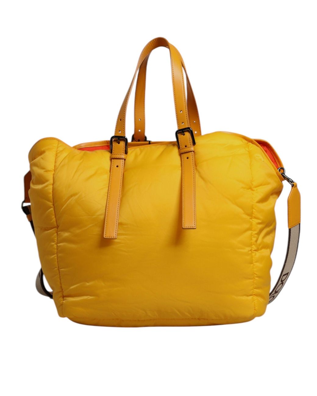 Dolce & Gabbana Yellow Orange Nylon Logo Plaque Hand Shoulder Duffle Bag for men