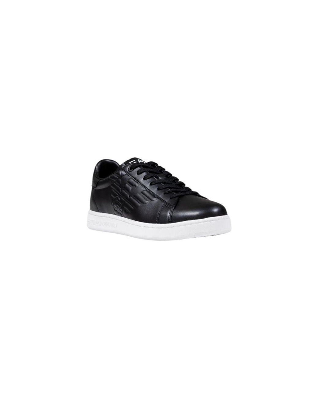 EA7 Blue Black Leather Sneakers for men