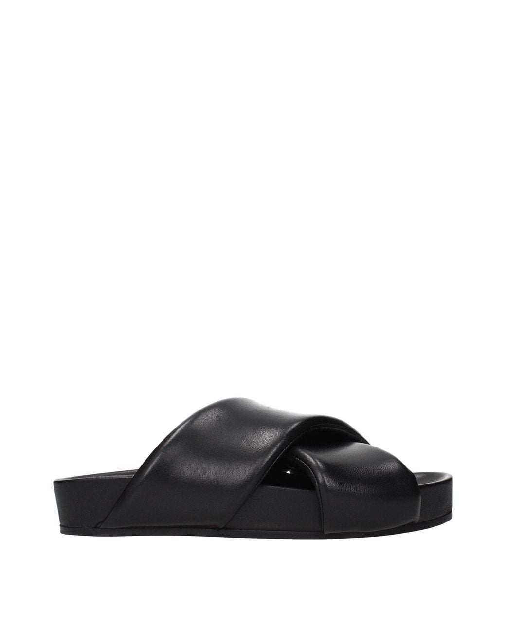 Jil Sander Black Leather Slippers for men
