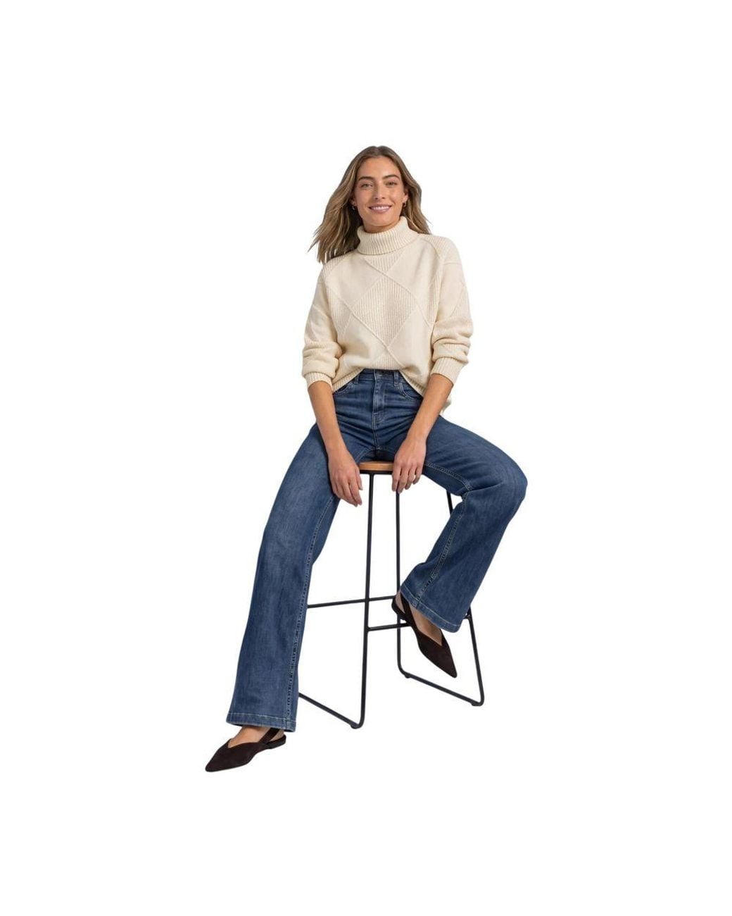 Street One Blue Cream Viscose Turtleneck