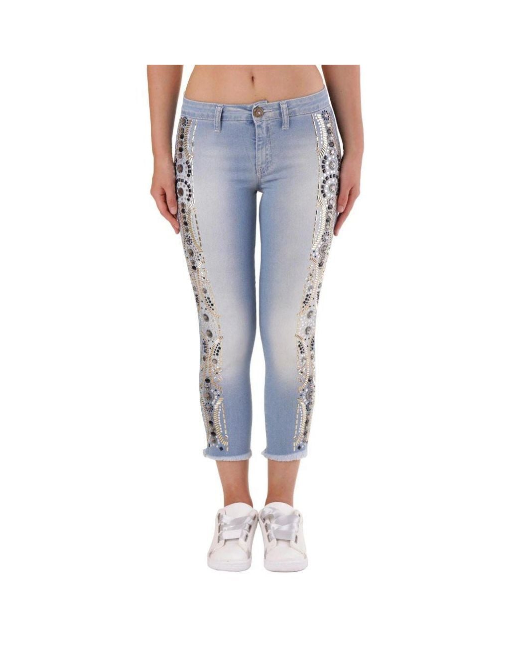Met Blue Cotton Cropped Jeans