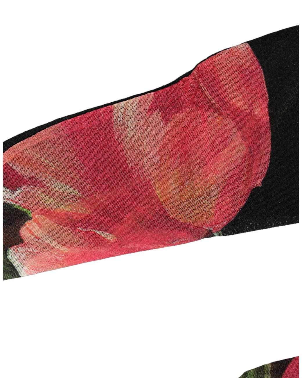 Dolce & Gabbana Black Pink Floral Tulip Nylon Stockings Socks