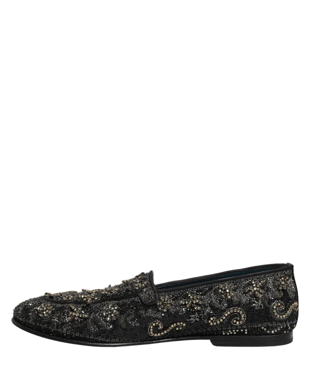 Dolce & Gabbana Black Rhinestone Embellished Loafers Shoes for men