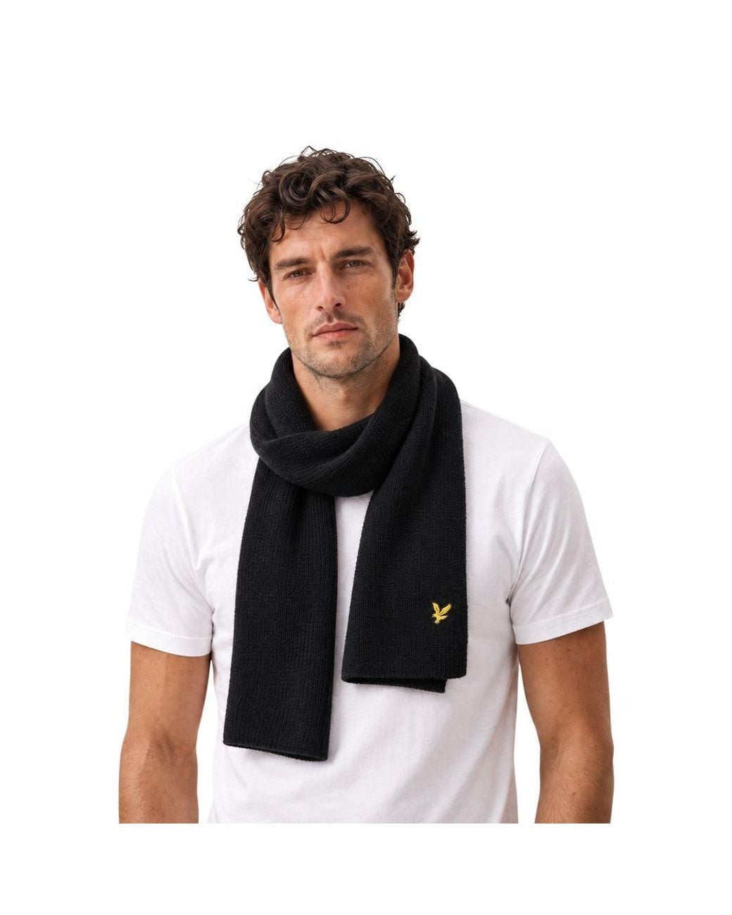 Lyle & Scott Black Viscose Scarf for men