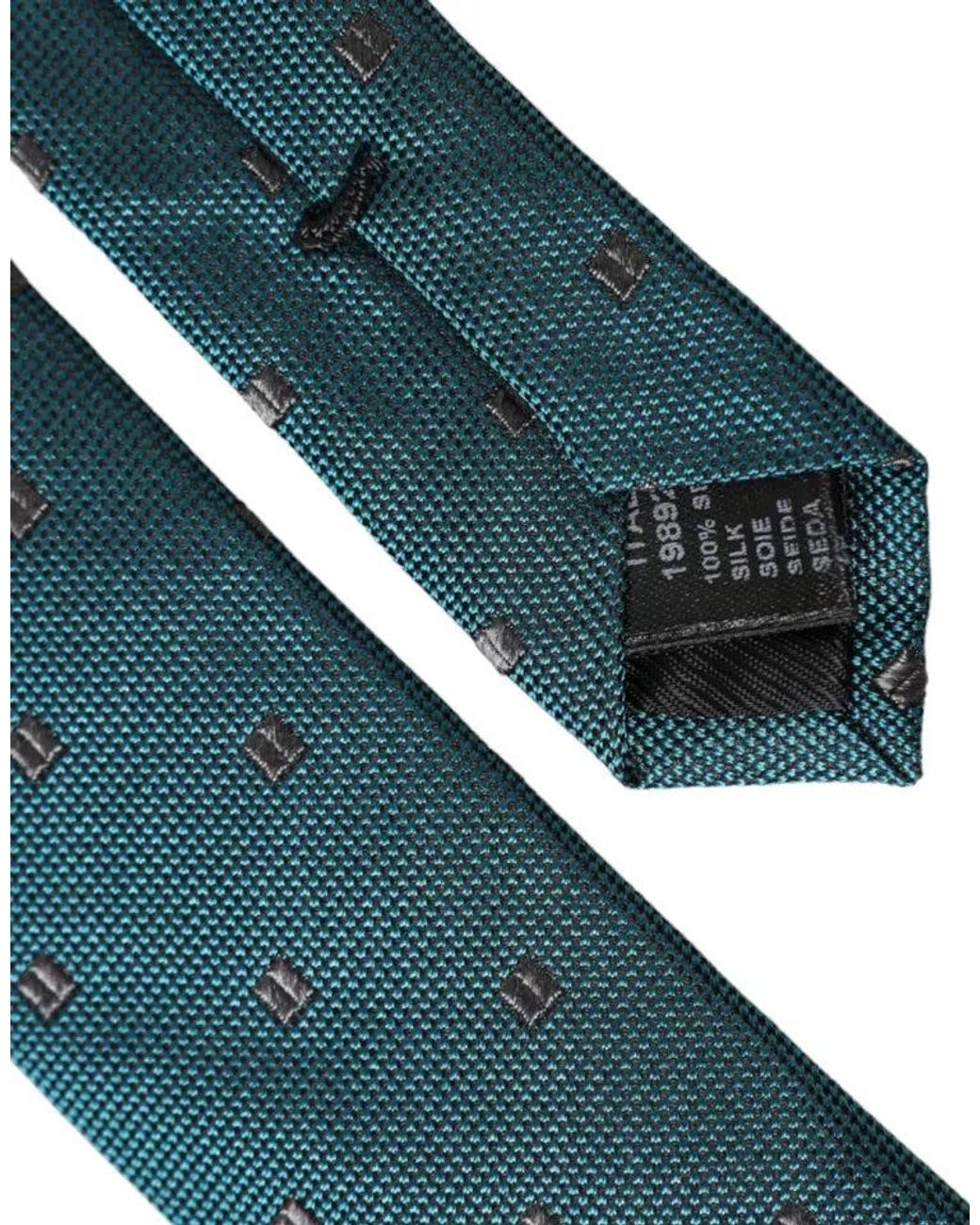 Dolce & Gabbana Blue Silk Tie Geometric Pattern for men